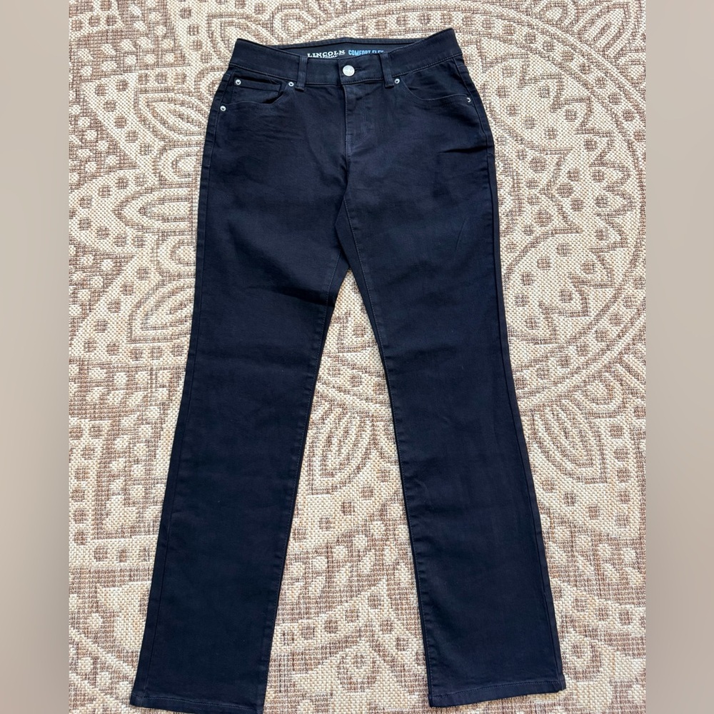 Lincoln Outfitters Comfort Flex Waist Black Denim Mid Rise Straight Leg Jeans 4